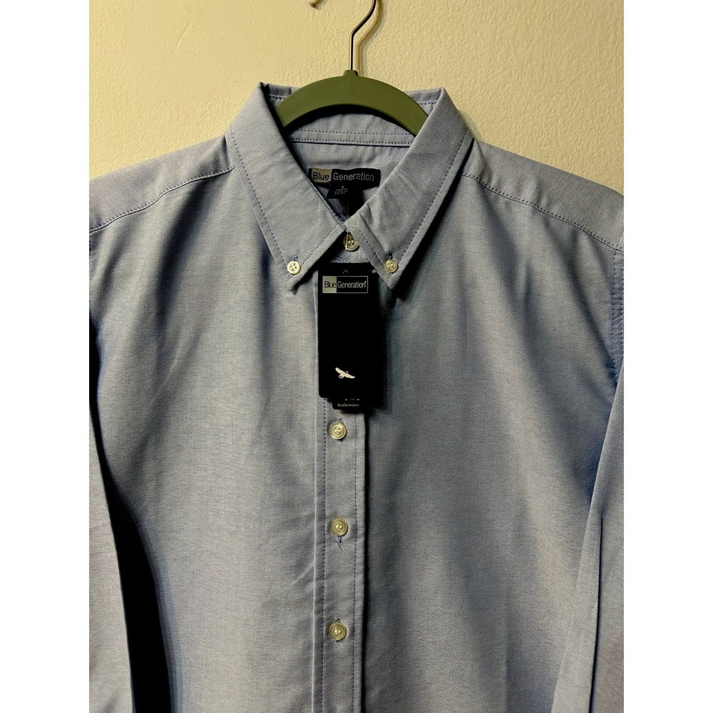 NWT Blue Generation Women Small Light Blue Long Sleeve Oxford Button Down Shirt